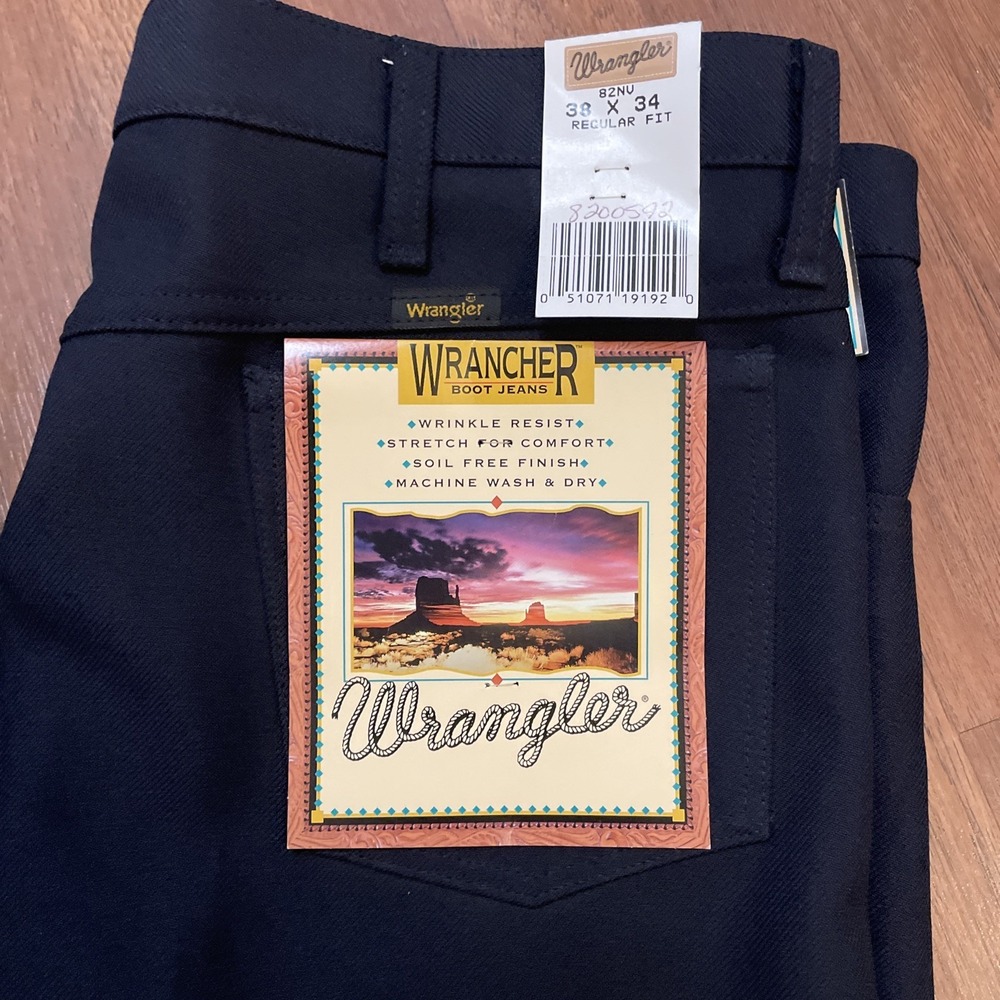 Wrangler Wrancher Men's 38X34 Navy Blue 82NV Boot Cut Mens Jeans Dress Pants - Picture 4 of 8